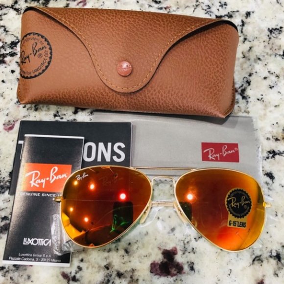 Rayban Sunglasses aviator orange size 58mm - Picture 1 of 6
